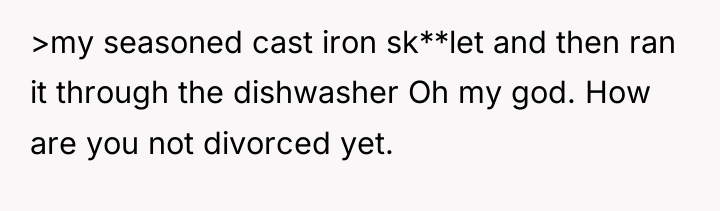 >my seasoned cast iron sk**let and then ran it through...
