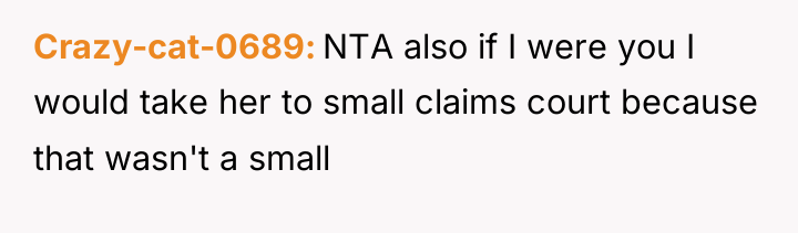 Crazy-cat-0689 NTA also if I were you I would take...