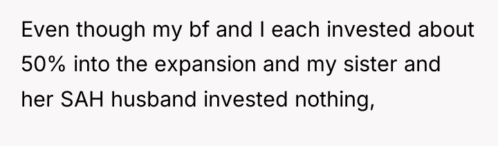 Even though my bf and I each invested about 50%...