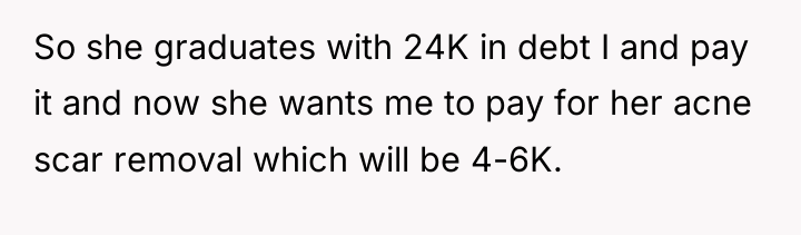 So she graduates with 24K in debt I and pay...