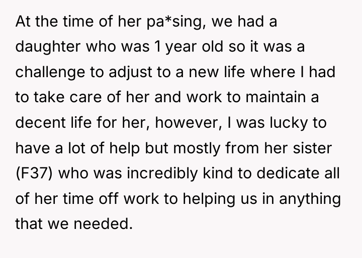 At the time of her pa*sing, we had a daughter...