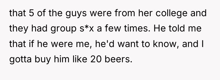 that 5 of the guys were from her college and...