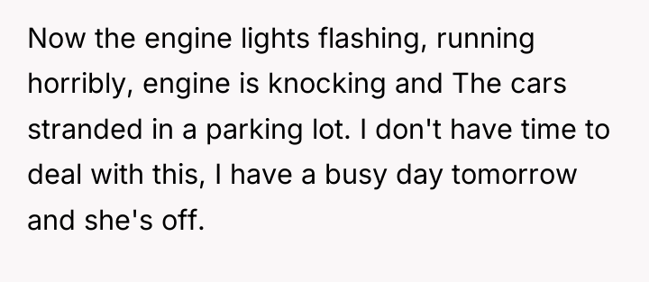 Now the engine lights flashing, running horribly, engine is knocking...