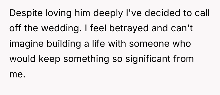 Despite loving him deeply I've decided to call off the...