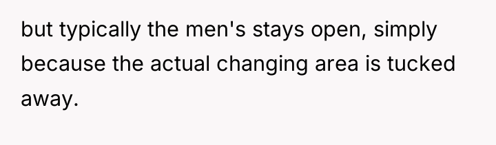 but typically the men's stays open, simply because the actual...
