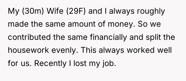 My (30m) Wife (29F) and I always roughly made the...