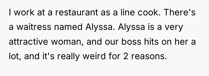 I work at a restaurant as a line cook. There's...