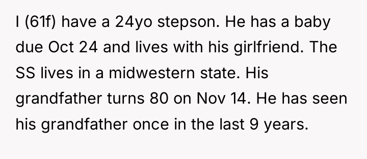 I (61f) have a 24yo stepson. He has a baby...
