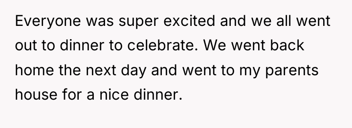 Everyone was super excited and we all went out to...