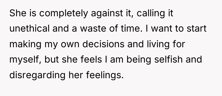 She is completely against it, calling it unethical and a...
