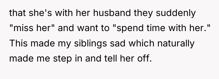 that she's with her husband they suddenly "miss her" and...