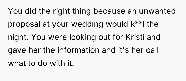 You did the right thing because an unwanted proposal at...