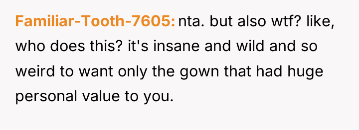 Familiar-Tooth-7605 nta. but also wtf? like, who does this? it's...