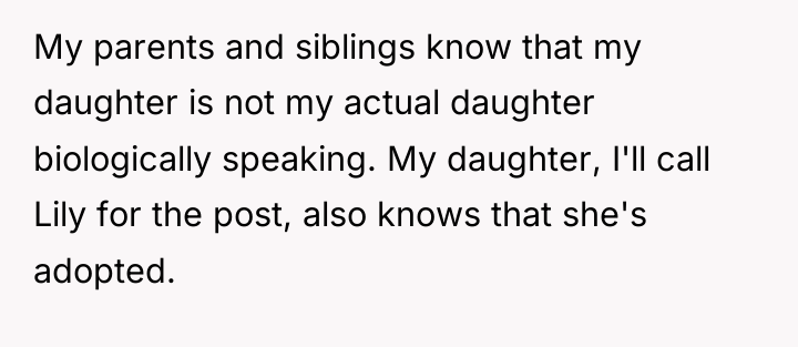 My parents and siblings know that my daughter is not...