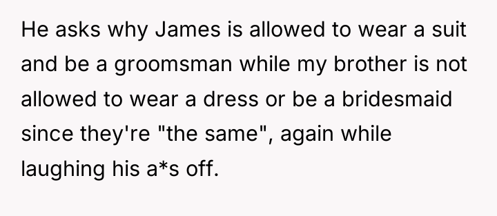 He asks why James is allowed to wear a suit...