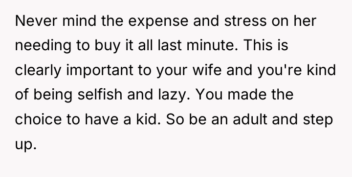 Never mind the expense and stress on her needing to...