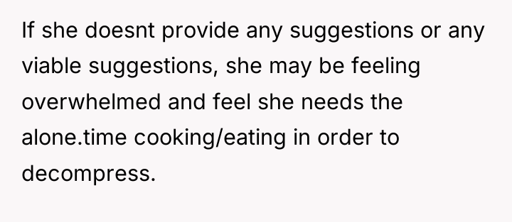 If she doesnt provide any suggestions or any viable suggestions,...