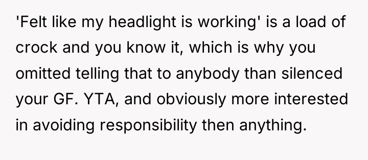 'Felt like my headlight is working' is a load of...