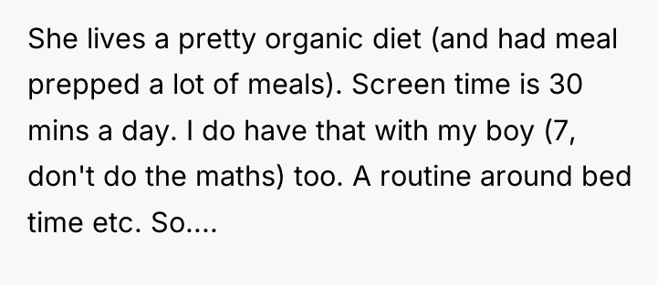 She lives a pretty organic diet (and had meal prepped...