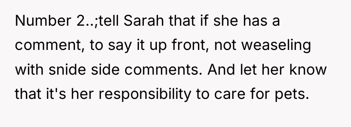 Number 2..;tell Sarah that if she has a comment, to...