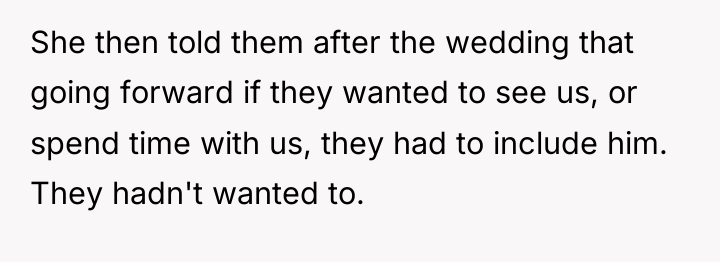 She then told them after the wedding that going forward...