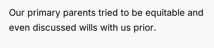 Our primary parents tried to be equitable and even discussed...