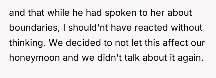 and that while he had spoken to her about boundaries,...