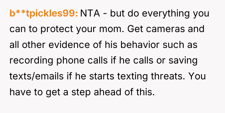 b**tpickles99 NTA - but do everything you can to protect...