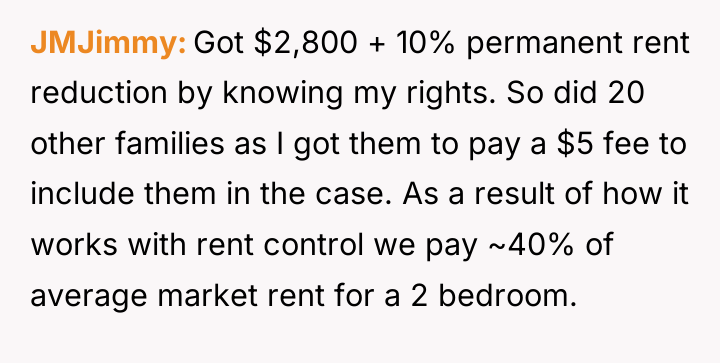 JMJimmy Got $2,800 + 10% permanent rent reduction by knowing...