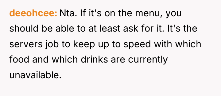 deeohcee Nta. If it's on the menu, you should be...