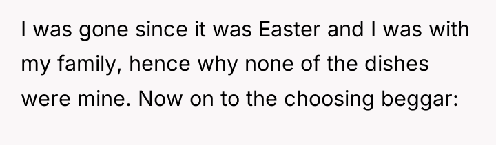I was gone since it was Easter and I was...