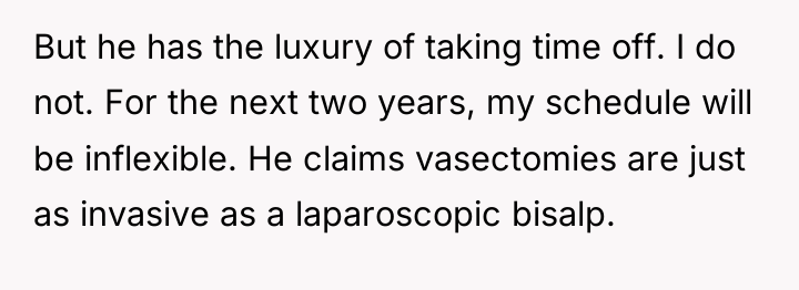 But he has the luxury of taking time off. I...