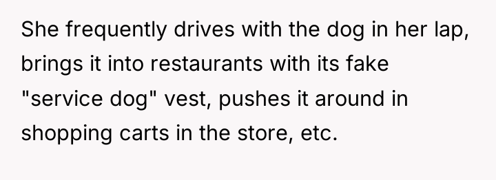 She frequently drives with the dog in her lap, brings...