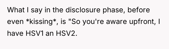 What I say in the disclosure phase, before even *kissing*,...