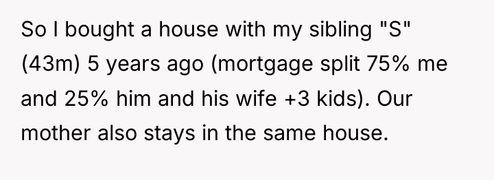 So I bought a house with my sibling "S" (43m)...