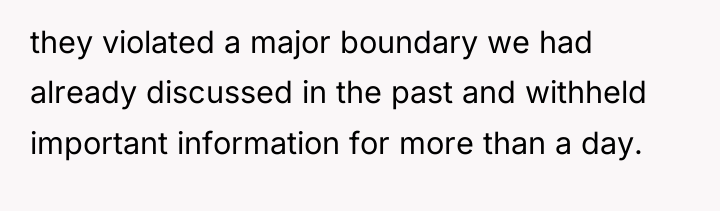they violated a major boundary we had already discussed in...