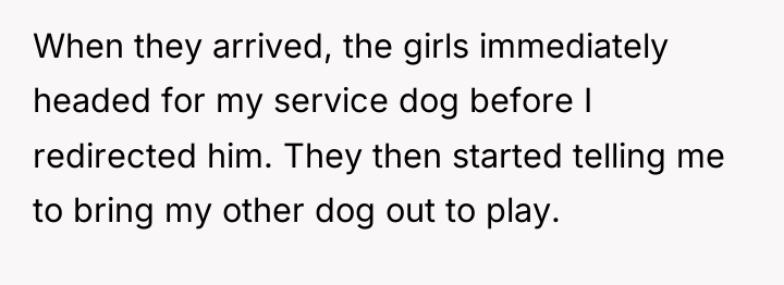 When they arrived, the girls immediately headed for my service...