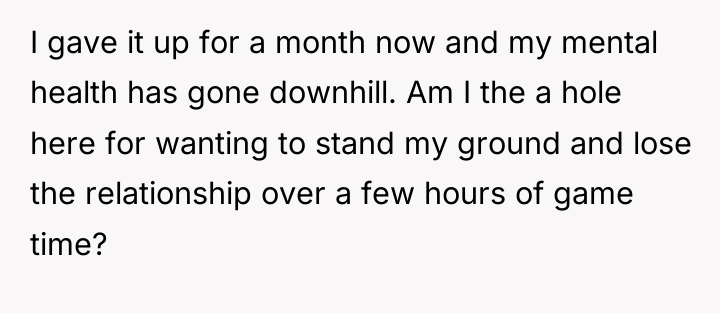 I gave it up for a month now and my...