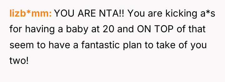 lizb*mm YOU ARE NTA!! You are kicking a*s for having...