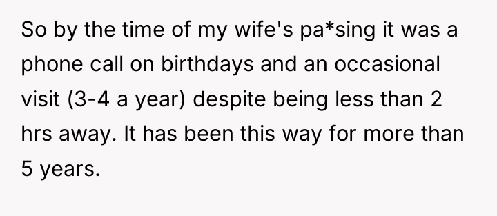 So by the time of my wife's pa*sing it was...