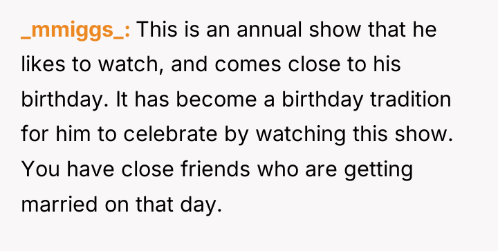 _mmiggs_ This is an annual show that he likes to...