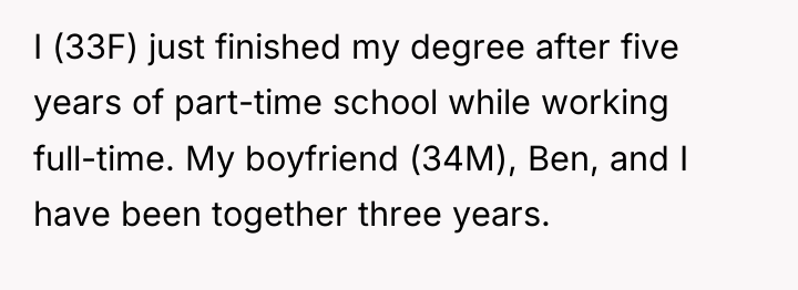I (33F) just finished my degree after five years of...