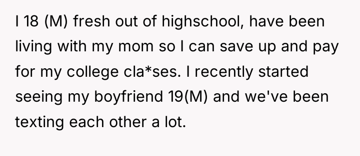 I 18 (M) fresh out of highschool, have been living...