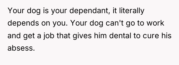 Your dog is your dependant, it literally depends on you....