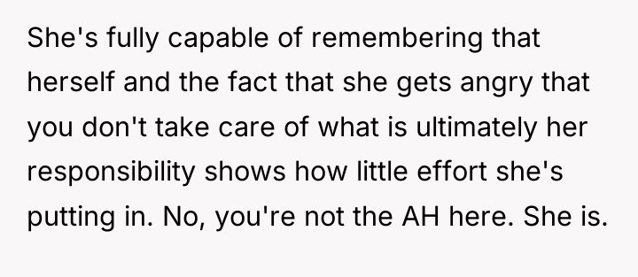 She's fully capable of remembering that herself and the fact...