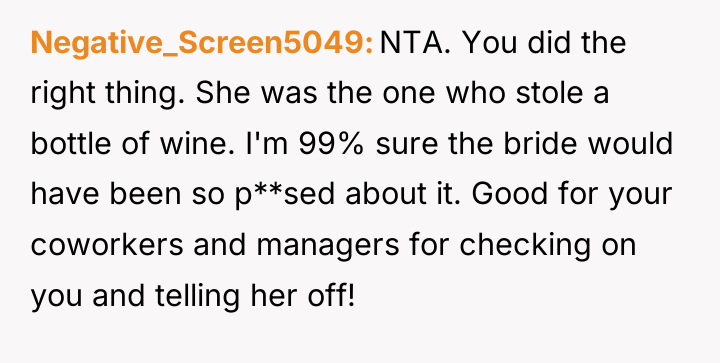 Negative_Screen5049 NTA. You did the right thing. She was the...