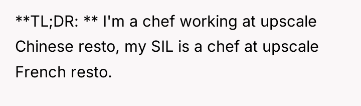 **TL;DR: ** I'm a chef working at upscale Chinese resto,...