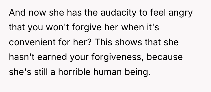 And now she has the audacity to feel angry that...