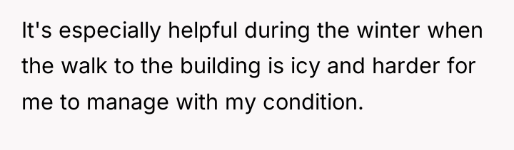 It's especially helpful during the winter when the walk to...