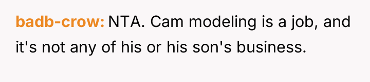 badb-crow NTA. Cam modeling is a job, and it's not...